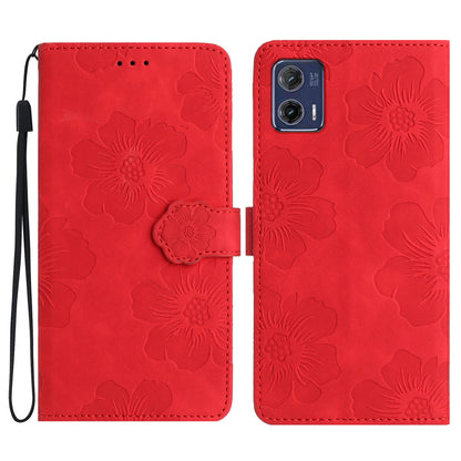 For Motorola Moto G73 5G Stand PU Leather Case Flowers Imprinted Protective Wallet Phone Cover