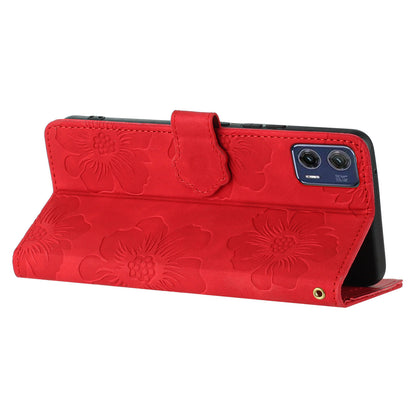 For Motorola Moto G73 5G Stand PU Leather Case Flowers Imprinted Protective Wallet Phone Cover