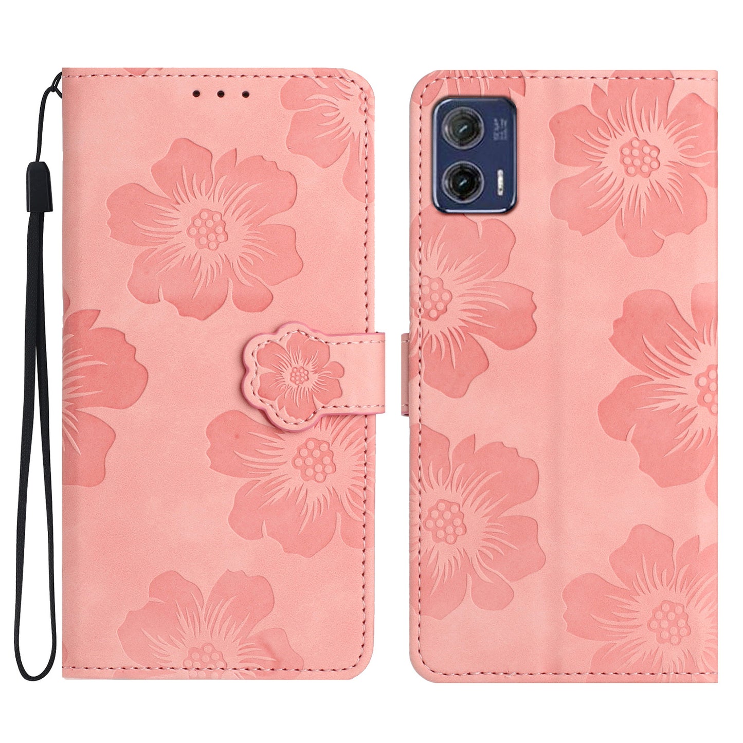 For Motorola Moto G73 5G Stand PU Leather Case Flowers Imprinted Protective Wallet Phone Cover