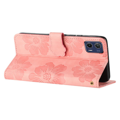 For Motorola Moto G73 5G Stand PU Leather Case Flowers Imprinted Protective Wallet Phone Cover