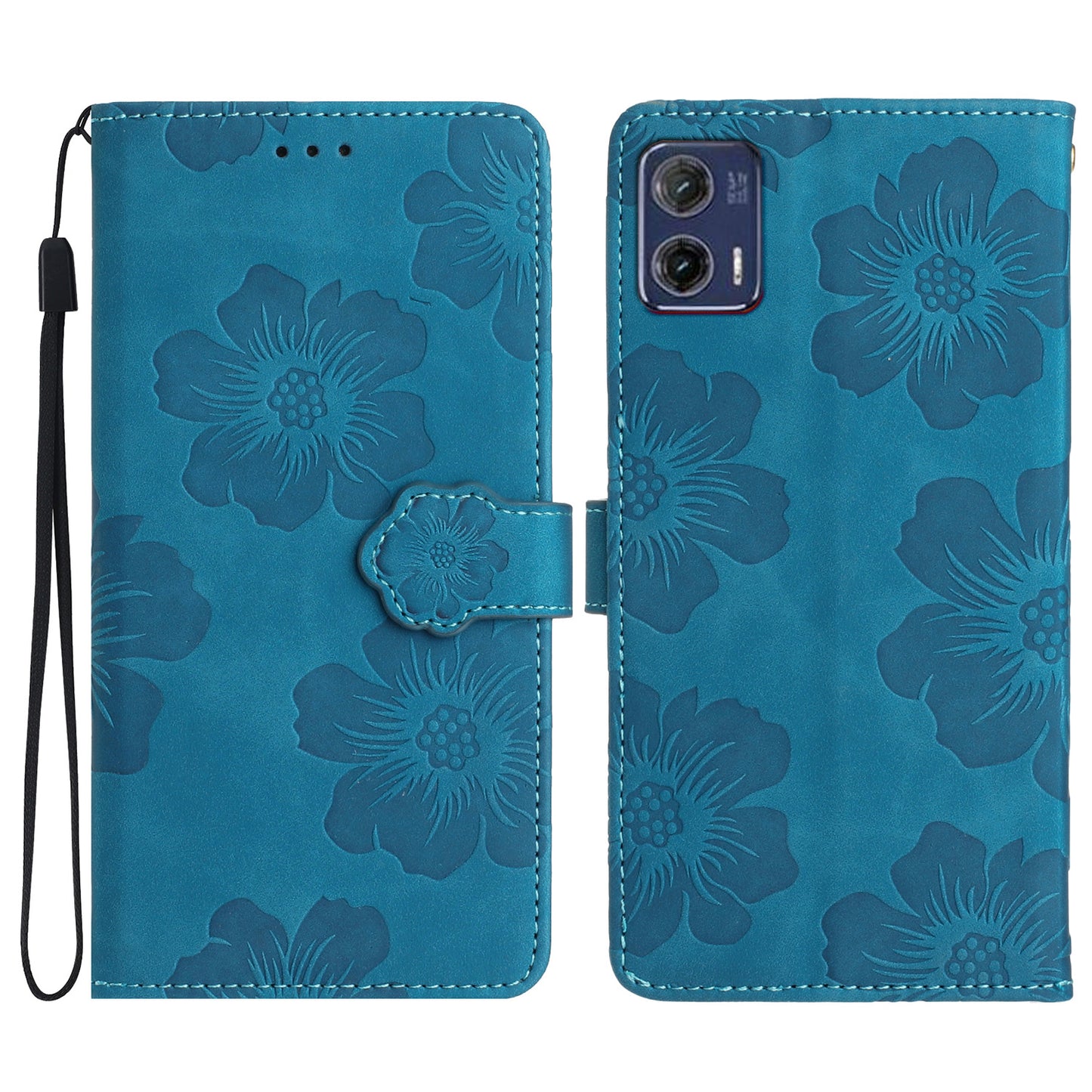 For Motorola Moto G73 5G Stand PU Leather Case Flowers Imprinted Protective Wallet Phone Cover