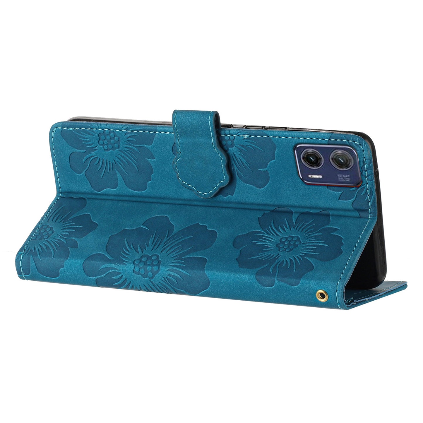For Motorola Moto G73 5G Stand PU Leather Case Flowers Imprinted Protective Wallet Phone Cover
