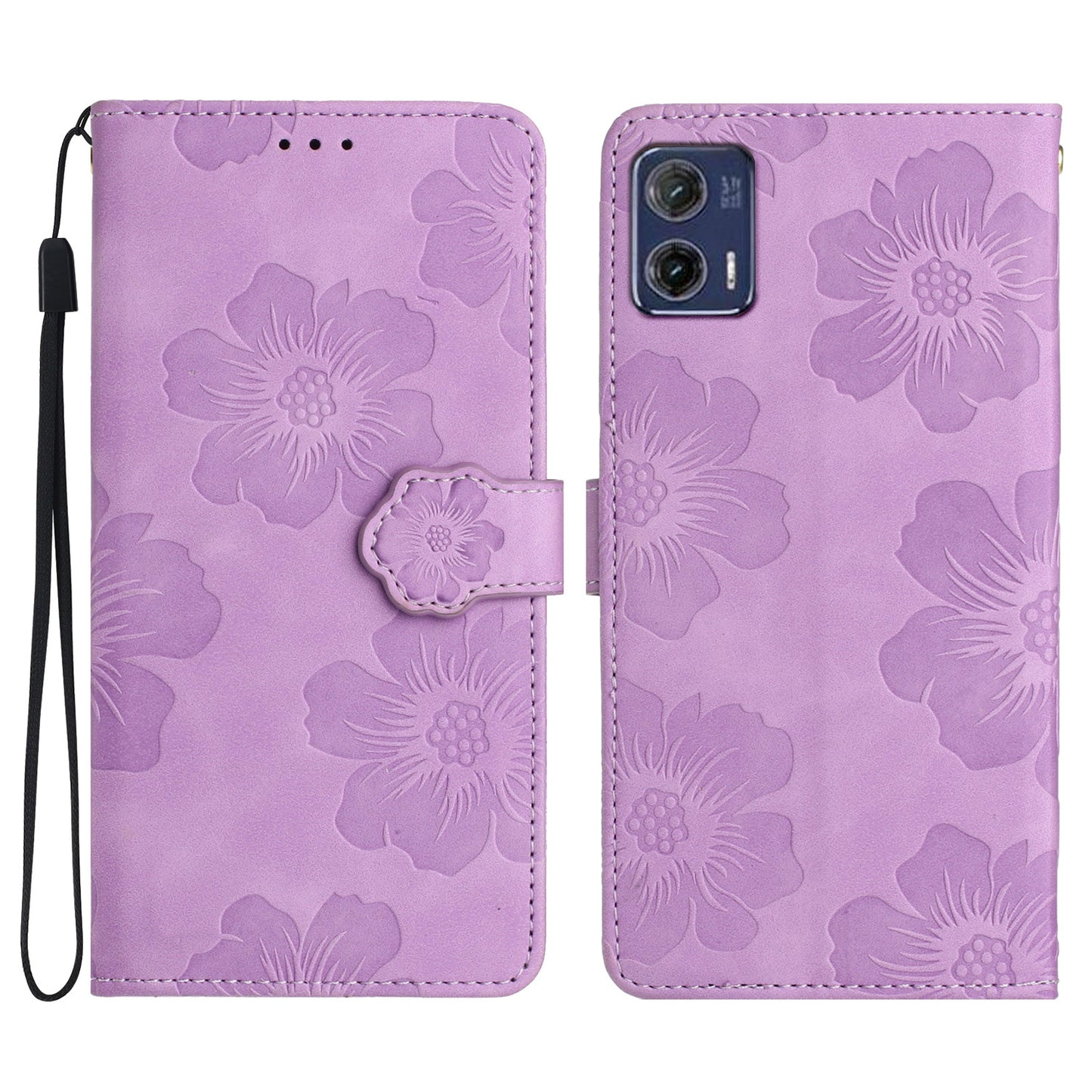 For Motorola Moto G73 5G Stand PU Leather Case Flowers Imprinted Protective Wallet Phone Cover