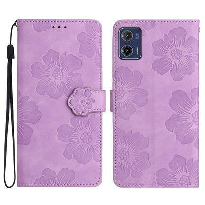 For Motorola Moto G73 5G Stand PU Leather Case Flowers Imprinted Protective Wallet Phone Cover