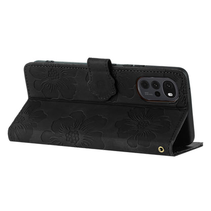 Flowers Imprinted Leather Phone Cover for Motorola Moto G22 , Wallet Cell Phone Stand Case