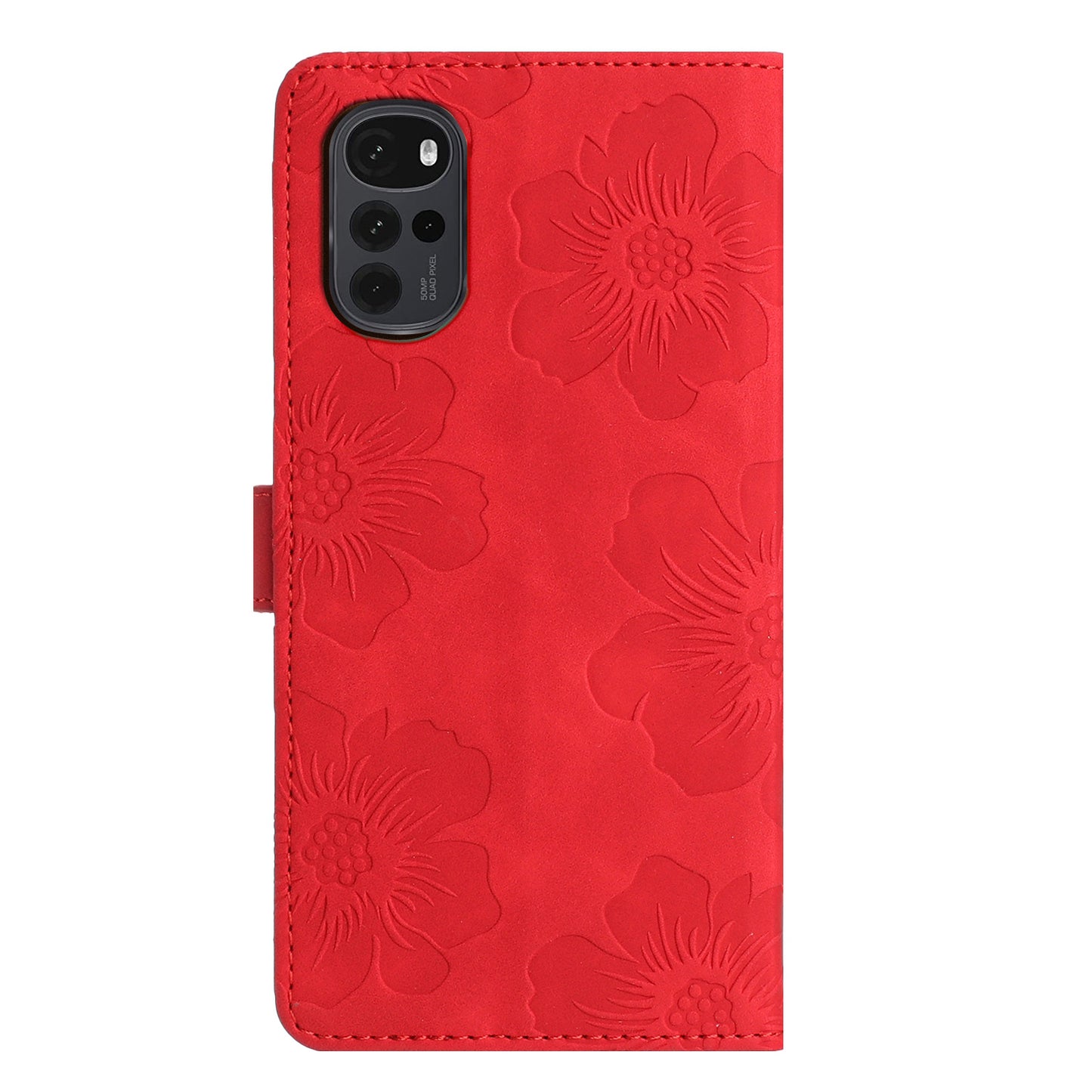 Flowers Imprinted Leather Phone Cover for Motorola Moto G22 , Wallet Cell Phone Stand Case