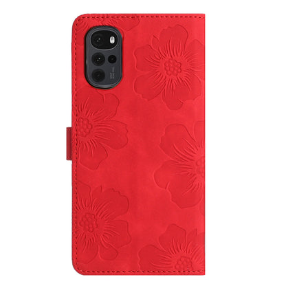Flowers Imprinted Leather Phone Cover for Motorola Moto G22 , Wallet Cell Phone Stand Case