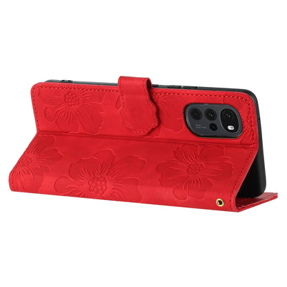 Flowers Imprinted Leather Phone Cover for Motorola Moto G22 , Wallet Cell Phone Stand Case