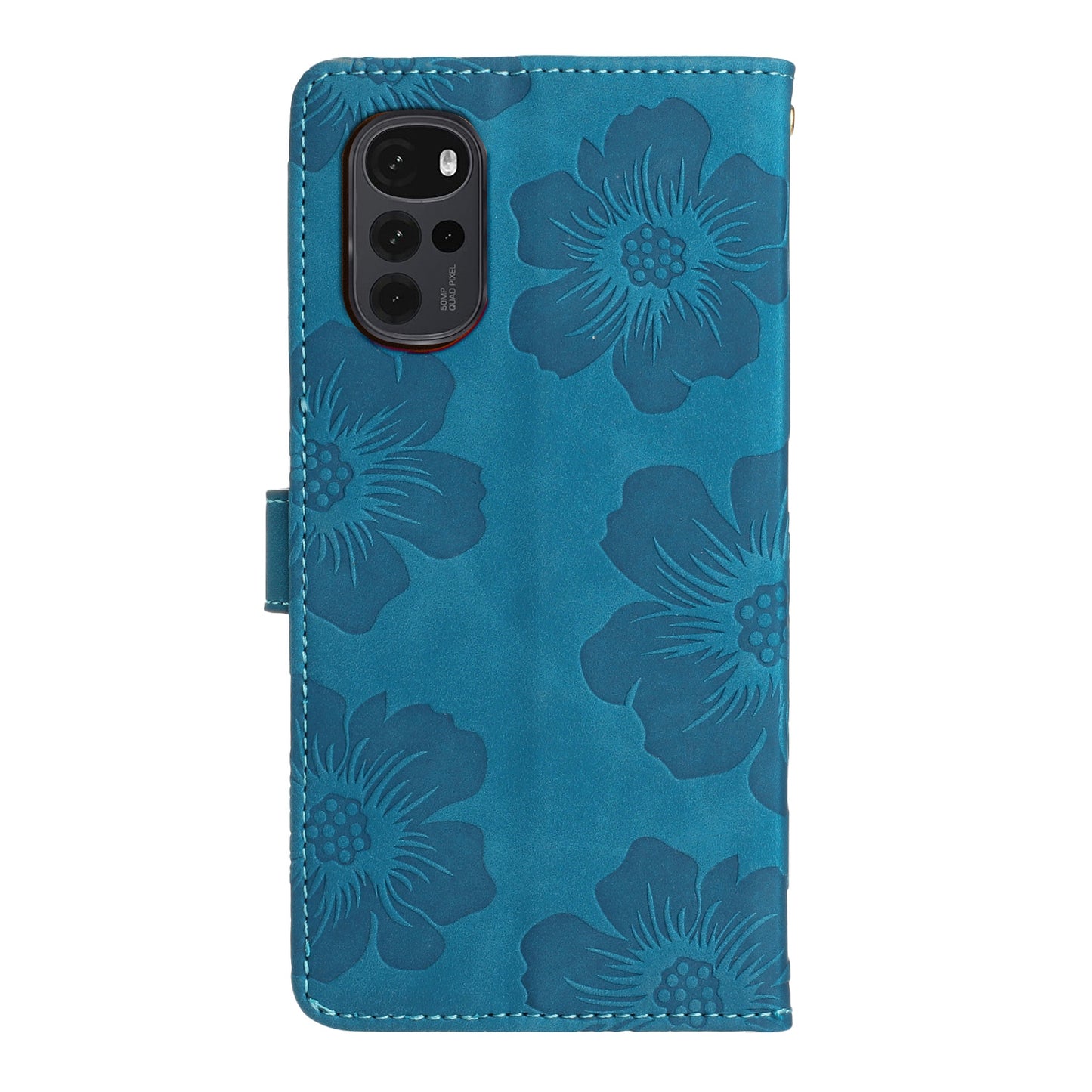 Flowers Imprinted Leather Phone Cover for Motorola Moto G22 , Wallet Cell Phone Stand Case