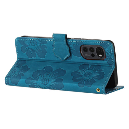 Flowers Imprinted Leather Phone Cover for Motorola Moto G22 , Wallet Cell Phone Stand Case