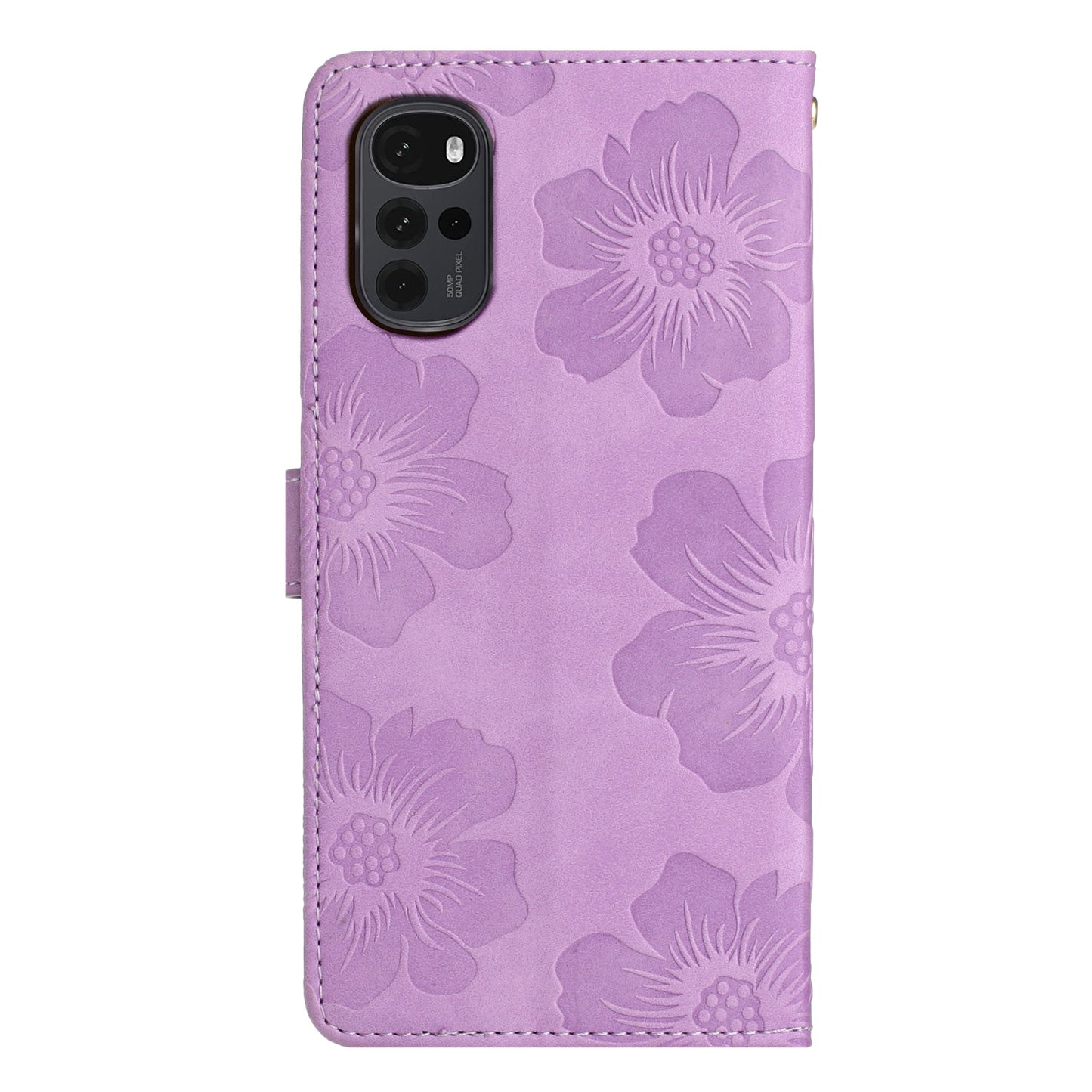 Flowers Imprinted Leather Phone Cover for Motorola Moto G22 , Wallet Cell Phone Stand Case