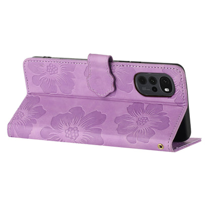 Flowers Imprinted Leather Phone Cover for Motorola Moto G22 , Wallet Cell Phone Stand Case