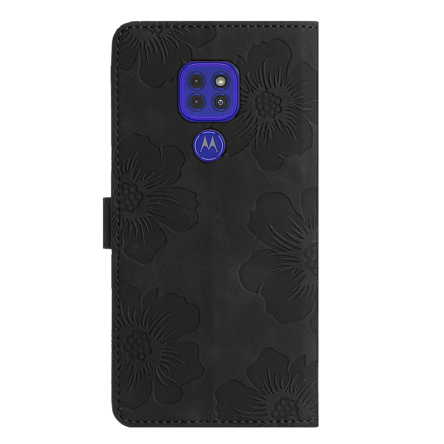 Wallet Case for Motorola Moto G9 (India) / G9 Play / E7 Plus PU Leather Stand Flowers Imprinted Phone Cover