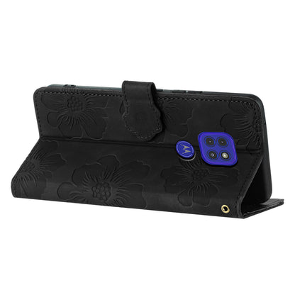 Wallet Case for Motorola Moto G9 (India) / G9 Play / E7 Plus PU Leather Stand Flowers Imprinted Phone Cover