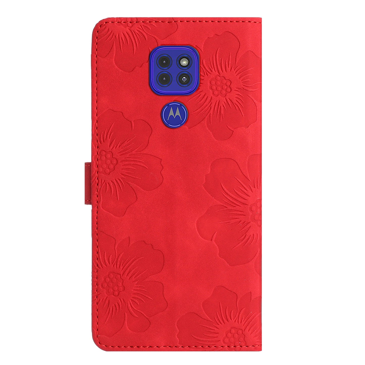 Wallet Case for Motorola Moto G9 (India) / G9 Play / E7 Plus PU Leather Stand Flowers Imprinted Phone Cover