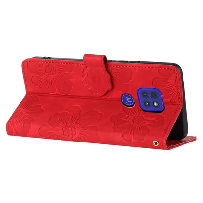 Wallet Case for Motorola Moto G9 (India) / G9 Play / E7 Plus PU Leather Stand Flowers Imprinted Phone Cover