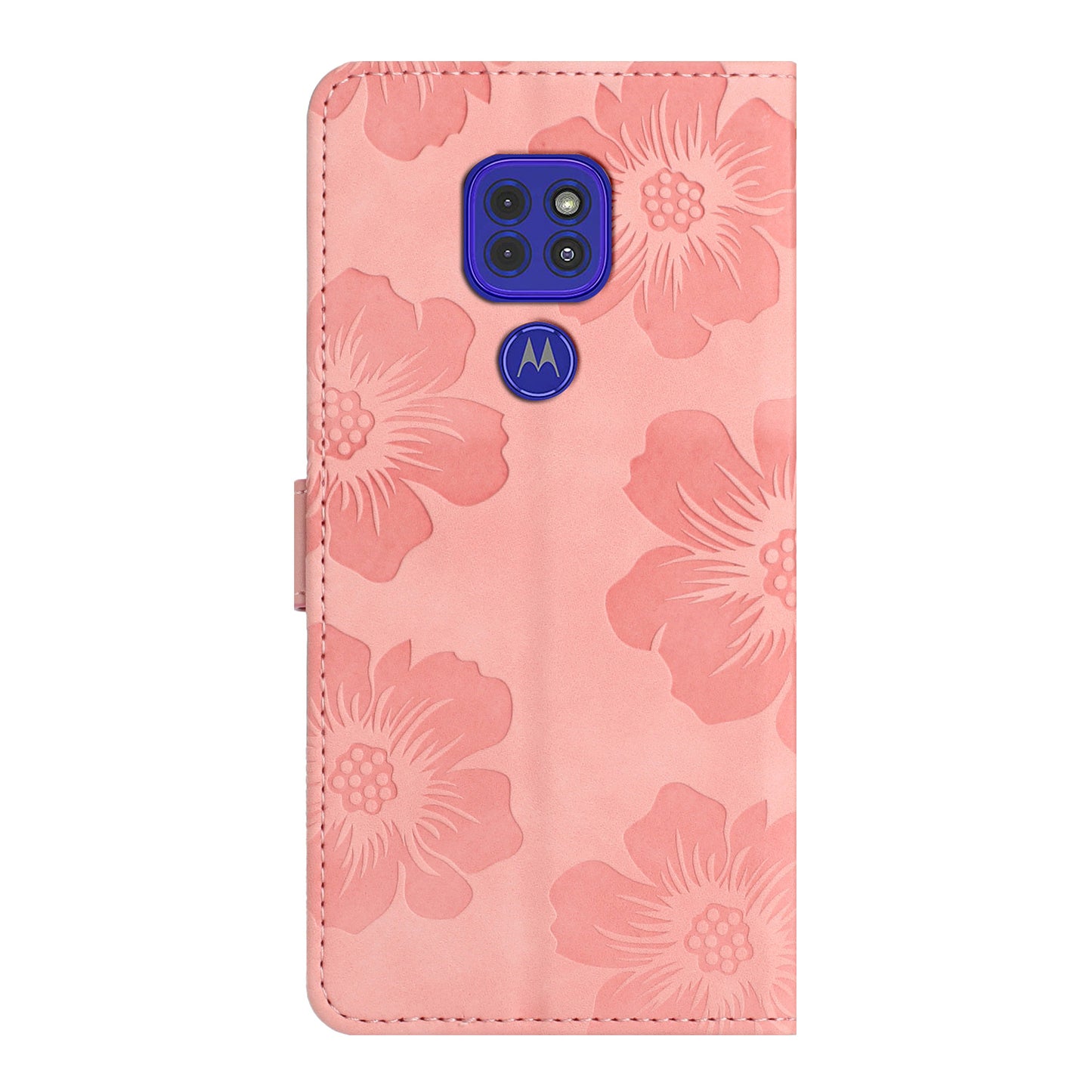 Wallet Case for Motorola Moto G9 (India) / G9 Play / E7 Plus PU Leather Stand Flowers Imprinted Phone Cover