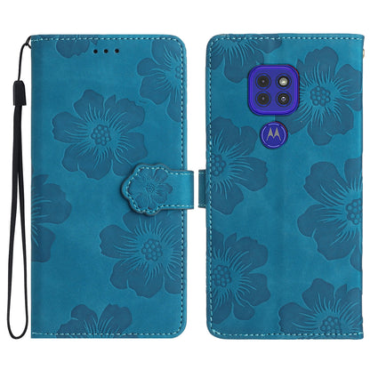 Wallet Case for Motorola Moto G9 (India) / G9 Play / E7 Plus PU Leather Stand Flowers Imprinted Phone Cover