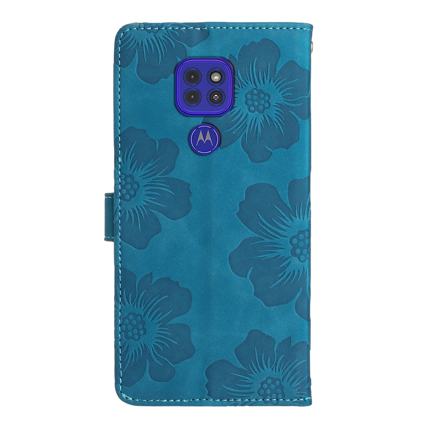 Wallet Case for Motorola Moto G9 (India) / G9 Play / E7 Plus PU Leather Stand Flowers Imprinted Phone Cover