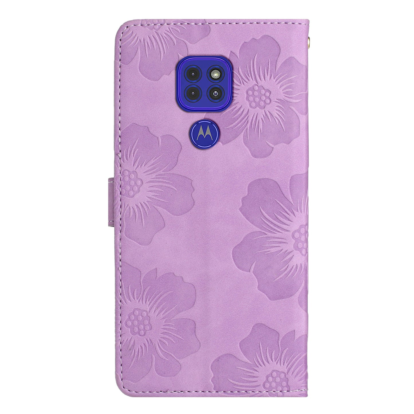 Wallet Case for Motorola Moto G9 (India) / G9 Play / E7 Plus PU Leather Stand Flowers Imprinted Phone Cover