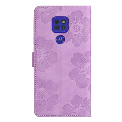 Wallet Case for Motorola Moto G9 (India) / G9 Play / E7 Plus PU Leather Stand Flowers Imprinted Phone Cover