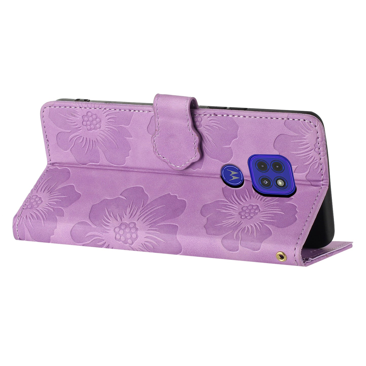 Wallet Case for Motorola Moto G9 (India) / G9 Play / E7 Plus PU Leather Stand Flowers Imprinted Phone Cover