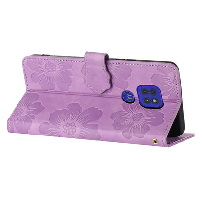 Wallet Case for Motorola Moto G9 (India) / G9 Play / E7 Plus PU Leather Stand Flowers Imprinted Phone Cover