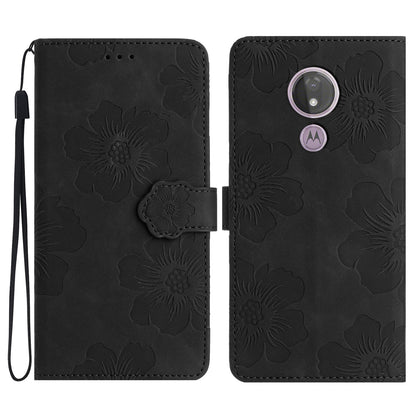 For Motorola Moto G7 Power (EU Version) PU Leather Phone Cover Flowers Imprinted Case with Stand Wallet