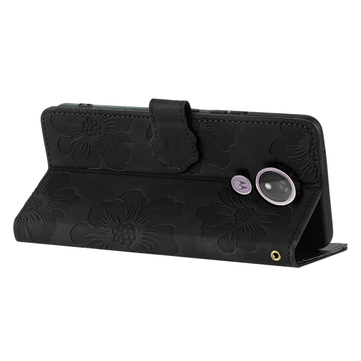 For Motorola Moto G7 Power (EU Version) PU Leather Phone Cover Flowers Imprinted Case with Stand Wallet