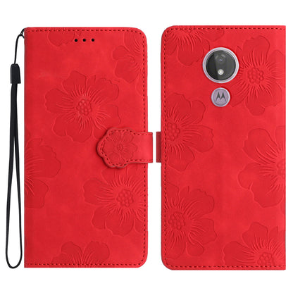 For Motorola Moto G7 Power (EU Version) PU Leather Phone Cover Flowers Imprinted Case with Stand Wallet