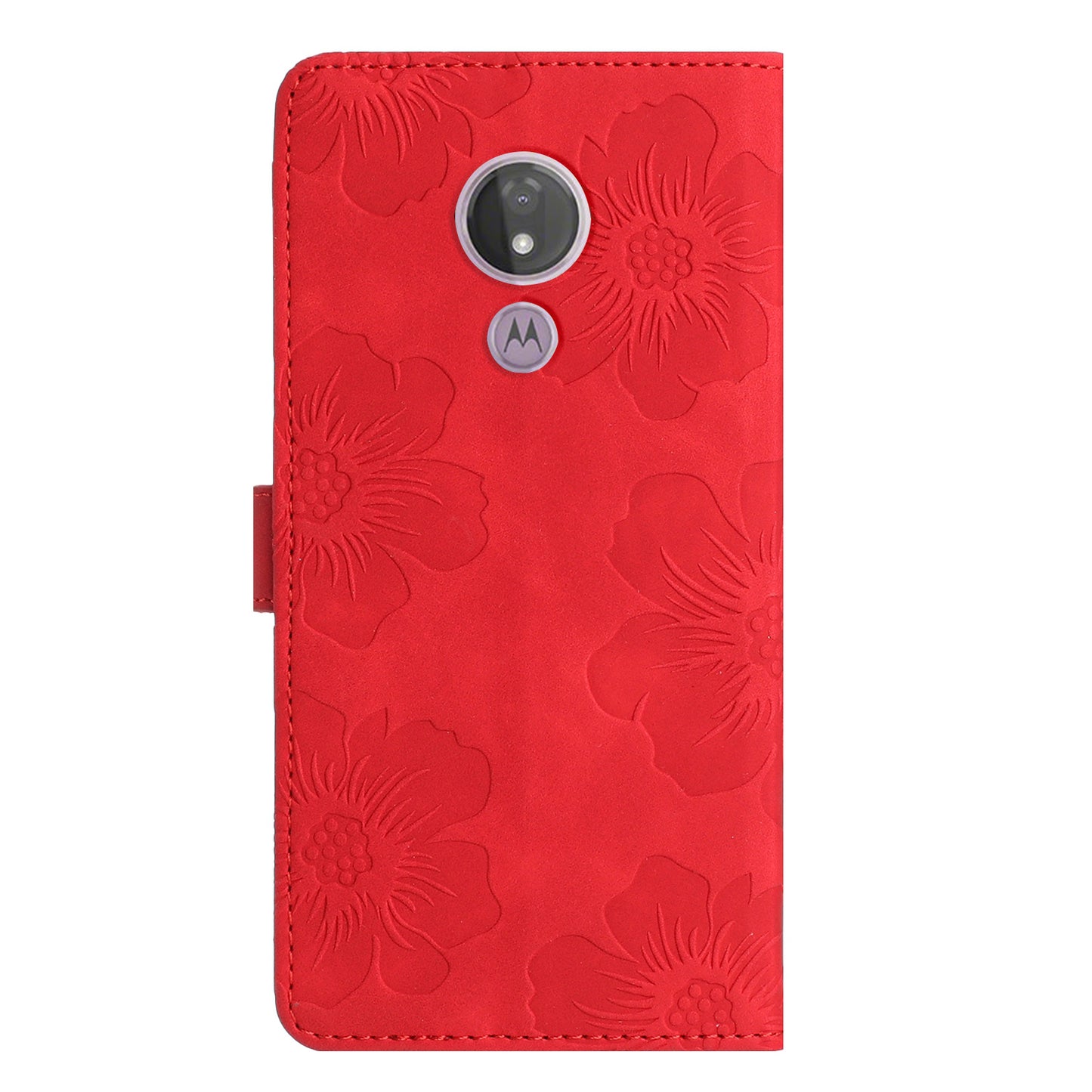 For Motorola Moto G7 Power (EU Version) PU Leather Phone Cover Flowers Imprinted Case with Stand Wallet