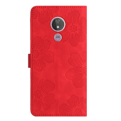 For Motorola Moto G7 Power (EU Version) PU Leather Phone Cover Flowers Imprinted Case with Stand Wallet