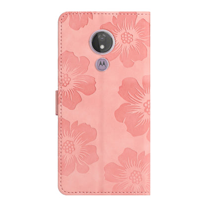 For Motorola Moto G7 Power (EU Version) PU Leather Phone Cover Flowers Imprinted Case with Stand Wallet