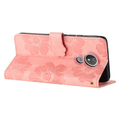 For Motorola Moto G7 Power (EU Version) PU Leather Phone Cover Flowers Imprinted Case with Stand Wallet
