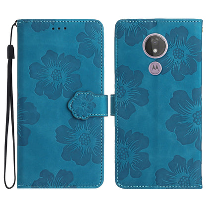 For Motorola Moto G7 Power (EU Version) PU Leather Phone Cover Flowers Imprinted Case with Stand Wallet