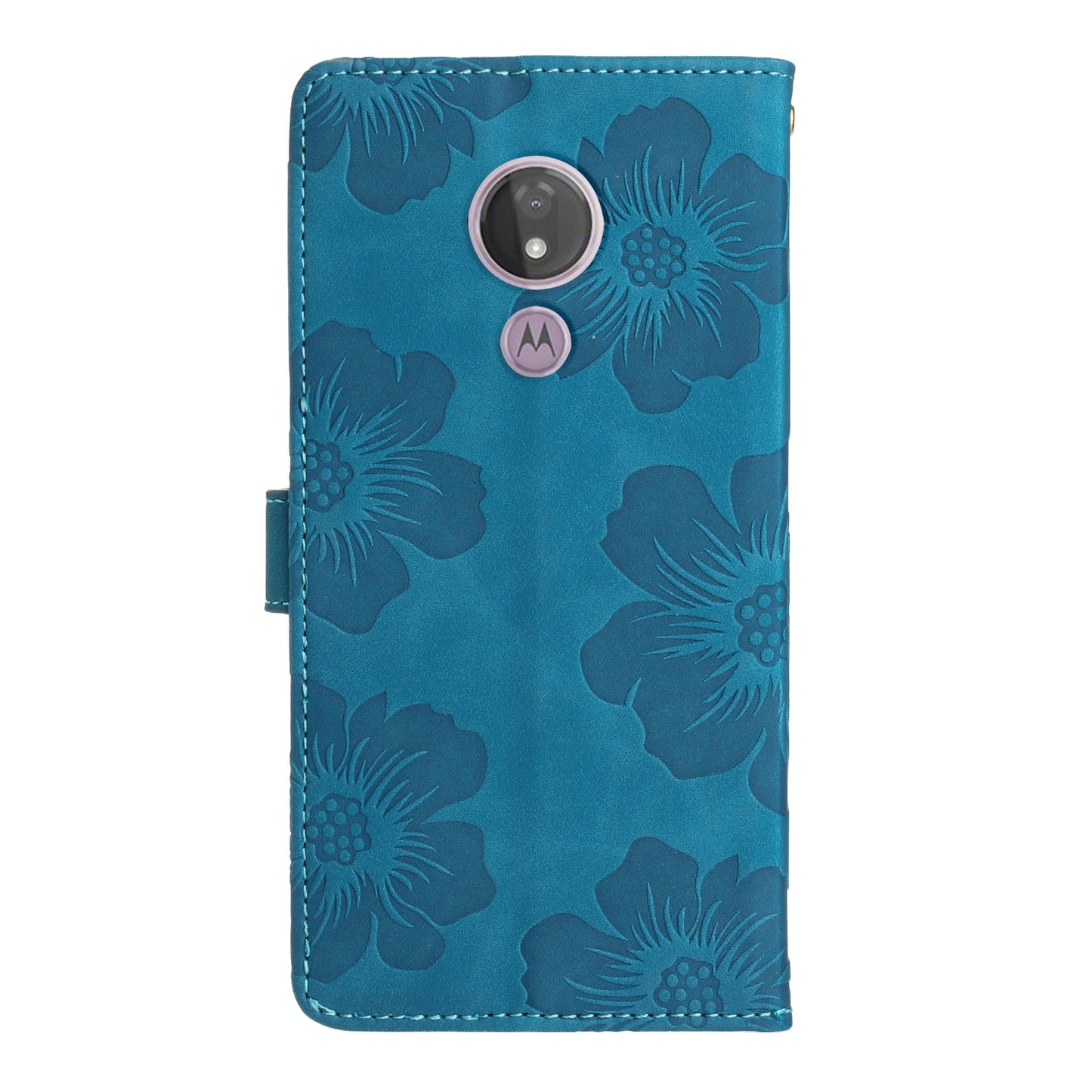 For Motorola Moto G7 Power (EU Version) PU Leather Phone Cover Flowers Imprinted Case with Stand Wallet