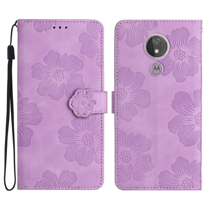 For Motorola Moto G7 Power (EU Version) PU Leather Phone Cover Flowers Imprinted Case with Stand Wallet