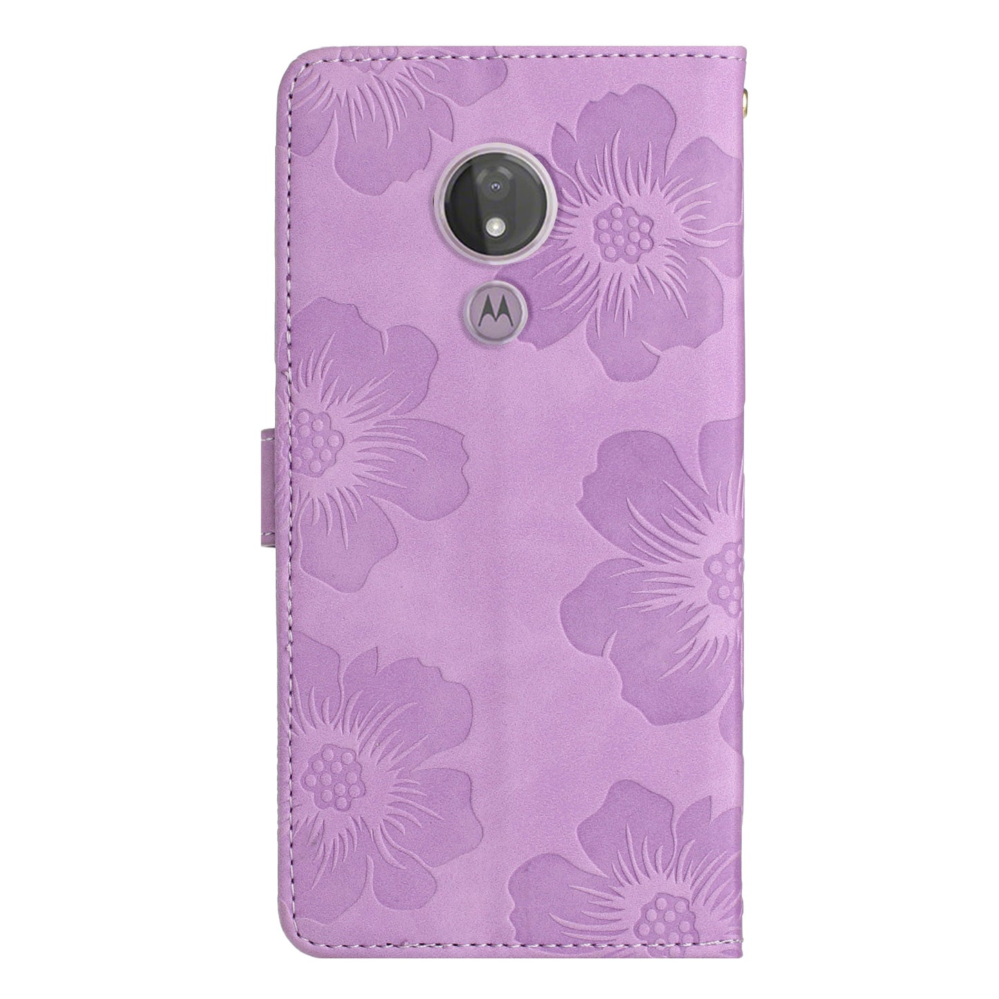 For Motorola Moto G7 Power (EU Version) PU Leather Phone Cover Flowers Imprinted Case with Stand Wallet