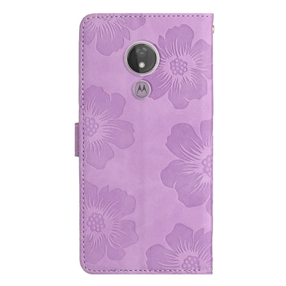 For Motorola Moto G7 Power (EU Version) PU Leather Phone Cover Flowers Imprinted Case with Stand Wallet