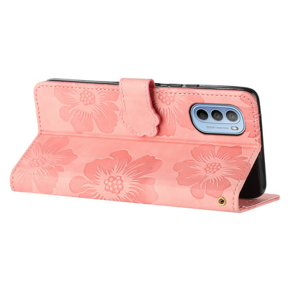 Flowers Imprinted Leather Case for Motorola Moto G62 5G , Stand Wallet Anti-drop Phone Cover