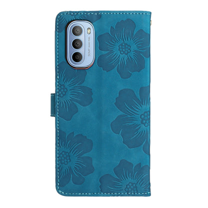 Flowers Imprinted Leather Case for Motorola Moto G62 5G , Stand Wallet Anti-drop Phone Cover