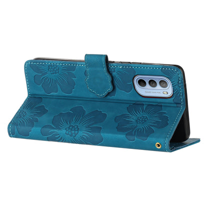 Flowers Imprinted Leather Case for Motorola Moto G62 5G , Stand Wallet Anti-drop Phone Cover