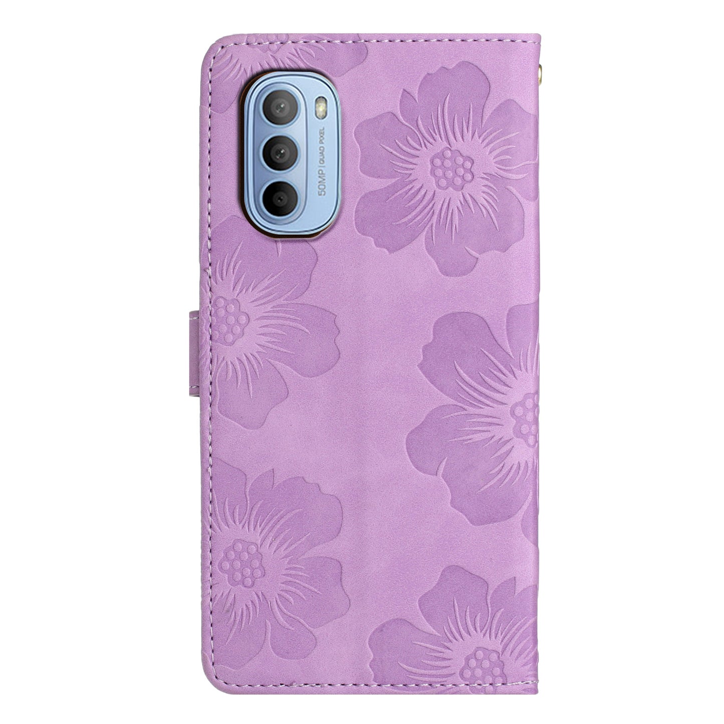 Flowers Imprinted Leather Case for Motorola Moto G62 5G , Stand Wallet Anti-drop Phone Cover