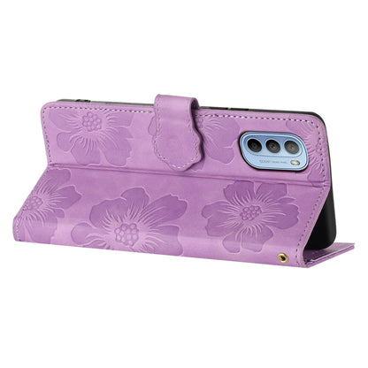 Flowers Imprinted Leather Case for Motorola Moto G62 5G , Stand Wallet Anti-drop Phone Cover