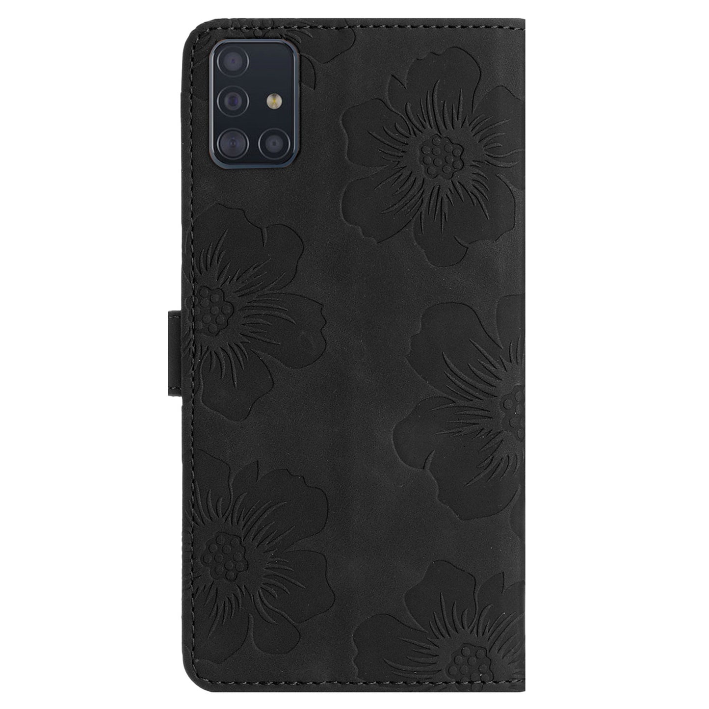 Wallet Cover for Samsung Galaxy A51 4G SM-A515 Flowers Imprinted Stand PU Leather Phone Case