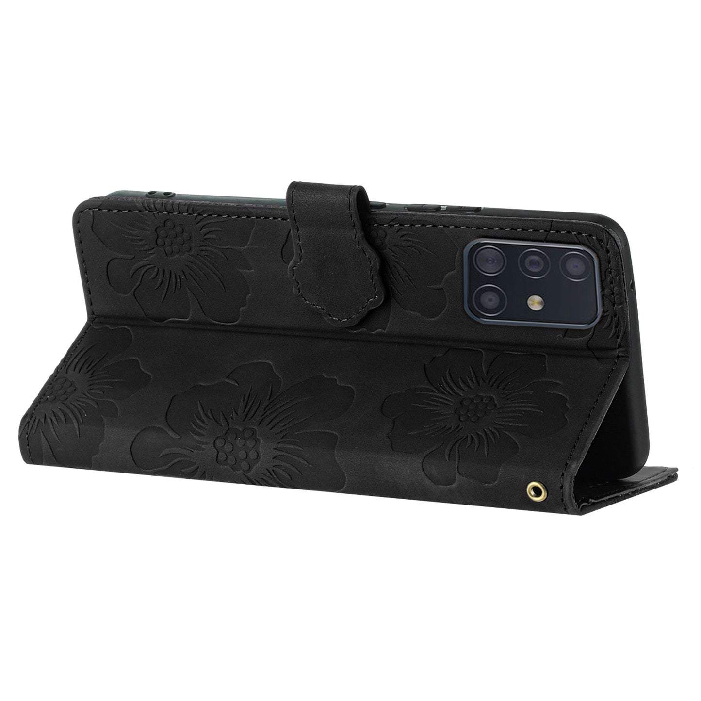 Wallet Cover for Samsung Galaxy A51 4G SM-A515 Flowers Imprinted Stand PU Leather Phone Case