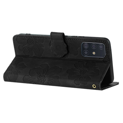 Wallet Cover for Samsung Galaxy A51 4G SM-A515 Flowers Imprinted Stand PU Leather Phone Case