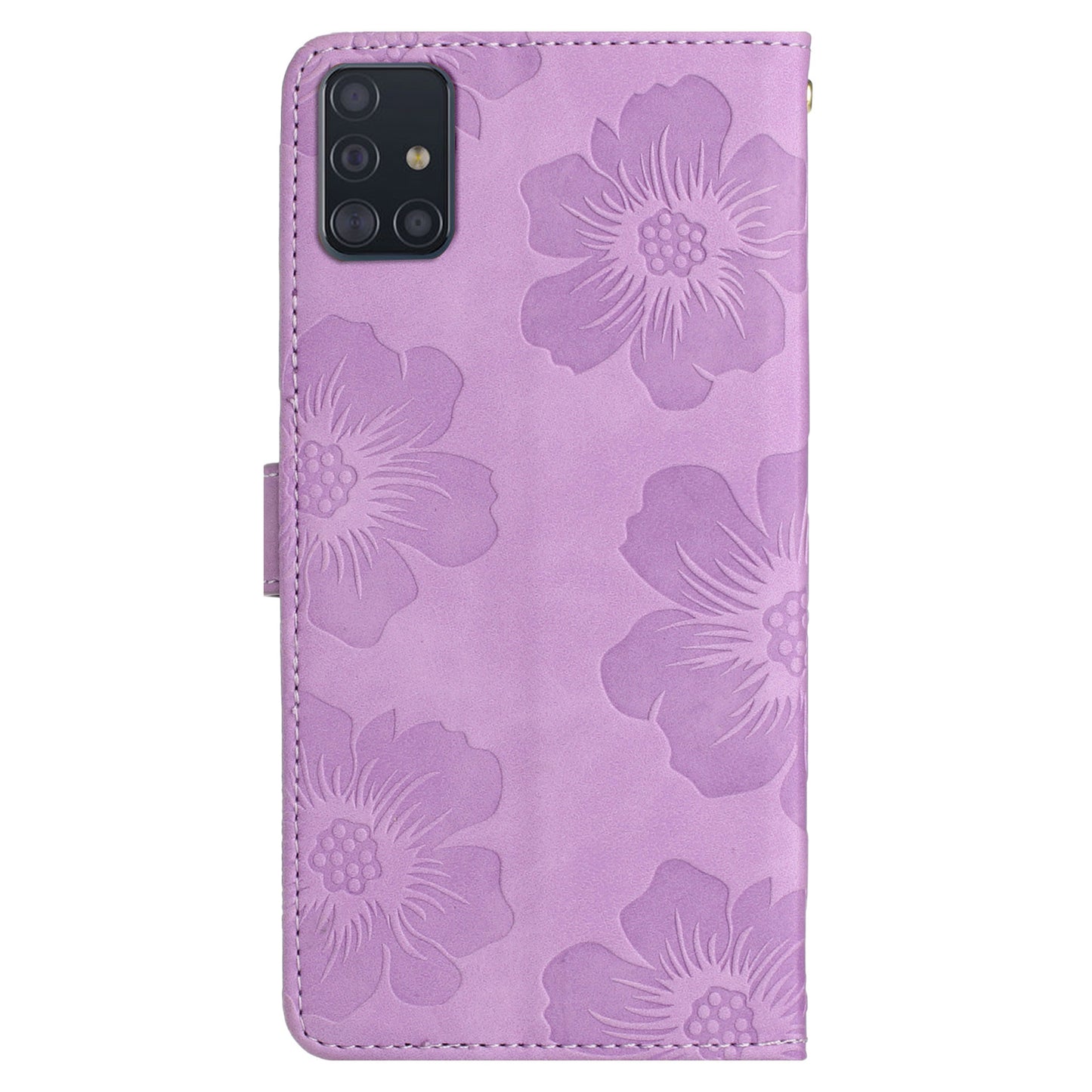 Wallet Cover for Samsung Galaxy A51 4G SM-A515 Flowers Imprinted Stand PU Leather Phone Case