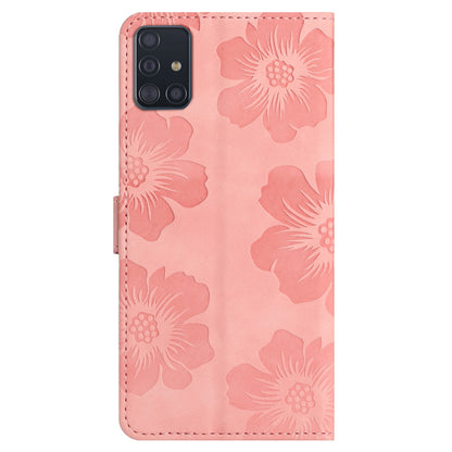 Wallet Cover for Samsung Galaxy A51 4G SM-A515 Flowers Imprinted Stand PU Leather Phone Case