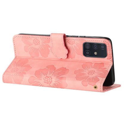 Wallet Cover for Samsung Galaxy A51 4G SM-A515 Flowers Imprinted Stand PU Leather Phone Case